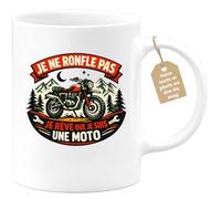 quotedazur Café-Croissant - Mug Personnalisé Moto - Tasse Je Ne Ronfle Pas Je Rêve Que Je Suis Une Moto - Cadeau Motard Homme - Blanc/céramique