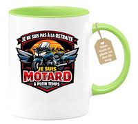quotedazur Café-Croissant - Mug Personnalisé Moto - Tasse Je Ne Suis Pas À La Retraite Je Suis Motard À Plein Temps - Cadeau Motard Homme - Vert/céramique