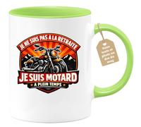 quotedazur Café-Croissant - Mug Personnalisé Moto - Tasse Je Ne Suis Pas À La Retraite Je Suis Motard À Plein Temps - Cadeau Motard Homme - Vert/céramique
