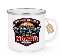 quotedazur Café-Croissant - Mug Personnalisé Moto - Tasse Je Ne Suis Pas À La Retraite Je Suis Motard À Plein Temps - Cadeau Motard Homme - Blanc/emaille