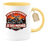 quotedazur Café-Croissant - Mug Personnalisé Moto - Tasse Je Ne Suis Pas À La Retraite Je Suis Motard À Plein Temps - Cadeau Motard Homme - Jaune/céramique