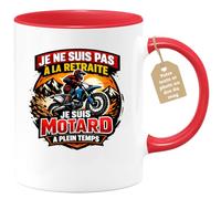 quotedazur Café-Croissant - Mug Personnalisé Moto - Tasse Je Ne Suis Pas À La Retraite Je Suis Motard À Plein Temps - Cadeau Motard Homme - Rouge/céramique