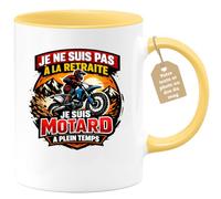 quotedazur Café-Croissant - Mug Personnalisé Moto - Tasse Je Ne Suis Pas À La Retraite Je Suis Motard À Plein Temps - Cadeau Motard Homme - Jaune/céramique