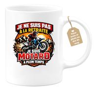 quotedazur Café-Croissant - Mug Personnalisé Moto - Tasse Je Ne Suis Pas À La Retraite Je Suis Motard À Plein Temps - Cadeau Motard Homme - Blanc/céramique