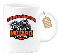 quotedazur Café-Croissant - Mug Personnalisé Moto - Tasse Je Ne Suis Pas À La Retraite Je Suis Motard À Plein Temps - Cadeau Motard Homme - Blanc/céramique