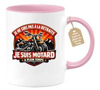 quotedazur Café-Croissant - Mug Personnalisé Moto - Tasse Je Ne Suis Pas À La Retraite Je Suis Motard À Plein Temps - Cadeau Motard Homme - Rose/céramique