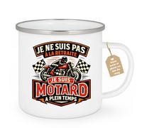 quotedazur Café-Croissant - Mug Personnalisé Moto - Tasse Je Ne Suis Pas À La Retraite Je Suis Motard À Plein Temps - Cadeau Motard Homme - Blanc/emaille