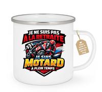 quotedazur Café-Croissant - Mug Personnalisé Moto - Tasse Je Ne Suis Pas À La Retraite Je Suis Motard À Plein Temps - Cadeau Motard Homme - Blanc/emaille