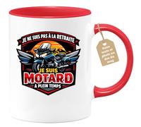 quotedazur Café-Croissant - Mug Personnalisé Moto - Tasse Je Ne Suis Pas À La Retraite Je Suis Motard À Plein Temps - Cadeau Motard Homme - Rouge/céramique