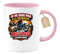 quotedazur Café-Croissant - Mug Personnalisé Moto - Tasse Je Ne Suis Pas À La Retraite Je Suis Motard À Plein Temps - Cadeau Motard Homme - Rose/céramique