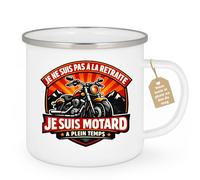 quotedazur Café-Croissant - Mug Personnalisé Moto - Tasse Je Ne Suis Pas À La Retraite Je Suis Motard À Plein Temps - Cadeau Motard Homme - Blanc/emaille