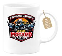 quotedazur Café-Croissant - Mug Personnalisé Moto - Tasse Je Ne Suis Pas À La Retraite Je Suis Motard À Plein Temps - Cadeau Motard Homme - Blanc/céramique