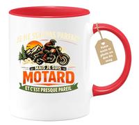 quotedazur Café-Croissant - Mug Personnalisé Moto - Tasse Je Ne Suis Pas Parfait Mais Je Suis Motard Et C'est Presque Pareil - Cadeau Motard Homme - Rouge/céramique