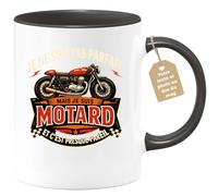 quotedazur Café-Croissant - Mug Personnalisé Moto - Tasse Je Ne Suis Pas Parfait Mais Je Suis Motard Et C'est Presque Pareil - Cadeau Motard Homme - Noir/céramique