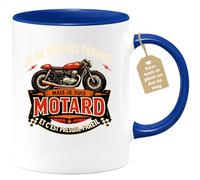 quotedazur Café-Croissant - Mug Personnalisé Moto - Tasse Je Ne Suis Pas Parfait Mais Je Suis Motard Et C'est Presque Pareil - Cadeau Motard Homme - Bleu/céramique