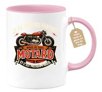 quotedazur Café-Croissant - Mug Personnalisé Moto - Tasse Je Ne Suis Pas Parfait Mais Je Suis Motard Et C'est Presque Pareil - Cadeau Motard Homme - Rose/céramique