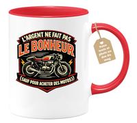 quotedazur Café-Croissant - Mug Personnalisé Moto - Tasse L'argent Ne Fait Pas Le Bonheur (sauf Pour Acheter Des Motos) - Cadeau Motard Homme - Rouge/céramique
