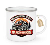 quotedazur Café-Croissant - Mug Personnalisé Moto - Tasse Mon Banquier Me Déteste, Ma Moto M’adore - Cadeau Motard Homme - Blanc/emaille