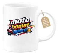 quotedazur Café-Croissant - Mug Personnalisé Moto - Tasse Moto Boulot Apéro - Cadeau Motard Homme - Blanc/céramique