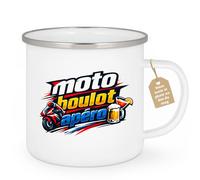 quotedazur Café-Croissant - Mug Personnalisé Moto - Tasse Moto Boulot Apéro - Cadeau Motard Homme - Blanc/emaille