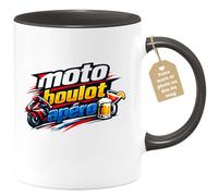 quotedazur Café-Croissant - Mug Personnalisé Moto - Tasse Moto Boulot Apéro - Cadeau Motard Homme - Noir/céramique