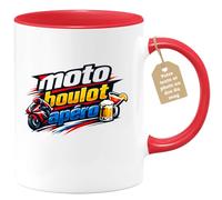 quotedazur Café-Croissant - Mug Personnalisé Moto - Tasse Moto Boulot Apéro - Cadeau Motard Homme - Rouge/céramique