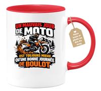 quotedazur Café-Croissant - Mug Personnalisé Moto - Tasse Un Mauvais Jour De Moto Est Toujours Mieux Qu'une Bonne Journée De Boulot - Cadeau Motard Homme - Rouge/céramique