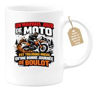 quotedazur Café-Croissant - Mug Personnalisé Moto - Tasse Un Mauvais Jour De Moto Est Toujours Mieux Qu'une Bonne Journée De Boulot - Cadeau Motard Homme - Blanc/céramique