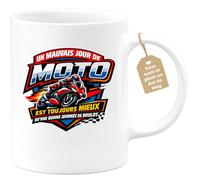 quotedazur Café-Croissant - Mug Personnalisé Moto - Tasse Un Mauvais Jour De Moto Est Toujours Mieux Qu'une Bonne Journée De Boulot - Cadeau Motard Homme - Blanc/céramique