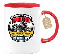 quotedazur Café-Croissant - Mug Personnalisé Moto - Tasse Un Mauvais Jour De Moto Est Toujours Mieux Qu'une Bonne Journée De Boulot - Cadeau Motard Homme - Rouge/céramique