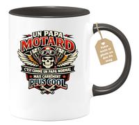quotedazur Café-Croissant - Mug Personnalisé Moto - Tasse Un Papa Motard C'est Comme Un Papa Normal Mais Carrément Plus Cool - Cadeau Motard Homme - Noir/céramique