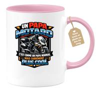 quotedazur Café-Croissant - Mug Personnalisé Moto - Tasse Un Papa Motard C'est Comme Un Papa Normal Mais Carrément Plus Cool - Cadeau Motard Homme - Rose/céramique