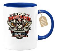quotedazur Café-Croissant - Mug Personnalisé Moto - Tasse Un Papa Motard C'est Comme Un Papa Normal Mais Carrément Plus Cool - Cadeau Motard Homme - Bleu/céramique