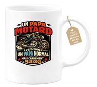 quotedazur Café-Croissant - Mug Personnalisé Moto - Tasse Un Papa Motard C'est Comme Un Papa Normal Mais Carrément Plus Cool - Cadeau Motard Homme - Blanc/céramique