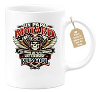 quotedazur Café-Croissant - Mug Personnalisé Moto - Tasse Un Papa Motard C'est Comme Un Papa Normal Mais Carrément Plus Cool - Cadeau Motard Homme - Blanc/céramique