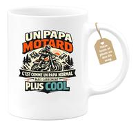 quotedazur Café-Croissant - Mug Personnalisé Moto - Tasse Un Papa Motard C'est Comme Un Papa Normal Mais Carrément Plus Cool - Cadeau Motard Homme - Blanc/céramique