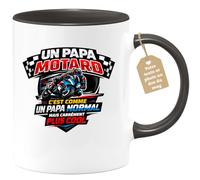quotedazur Café-Croissant - Mug Personnalisé Moto - Tasse Un Papa Motard C'est Comme Un Papa Normal Mais Carrément Plus Cool - Cadeau Motard Homme - Noir/céramique