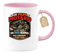 quotedazur Café-Croissant - Mug Personnalisé Moto - Tasse Un Papa Motard C'est Comme Un Papa Normal Mais Carrément Plus Cool - Cadeau Motard Homme - Rose/céramique