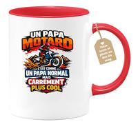 quotedazur Café-Croissant - Mug Personnalisé Moto - Tasse Un Papa Motard C'est Comme Un Papa Normal Mais Carrément Plus Cool - Cadeau Motard Homme - Rouge/céramique