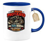 quotedazur Café-Croissant - Mug Personnalisé Moto - Tasse Un Papa Motard C'est Comme Un Papa Normal Mais Carrément Plus Cool - Cadeau Motard Homme - Bleu/céramique