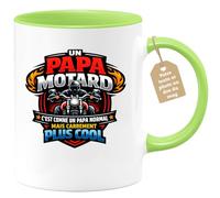quotedazur Café-Croissant - Mug Personnalisé Moto - Tasse Un Papa Motard C'est Comme Un Papa Normal Mais Carrément Plus Cool - Cadeau Motard Homme - Vert/céramique