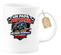 quotedazur Café-Croissant - Mug Personnalisé Moto - Tasse Un Papa Motard C'est Comme Un Papa Normal Mais Carrément Plus Cool - Cadeau Motard Homme - Blanc/céramique