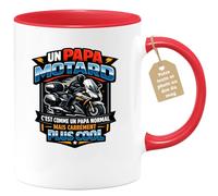 quotedazur Café-Croissant - Mug Personnalisé Moto - Tasse Un Papa Motard C'est Comme Un Papa Normal Mais Carrément Plus Cool - Cadeau Motard Homme - Rouge/céramique