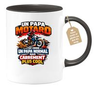 quotedazur Café-Croissant - Mug Personnalisé Moto - Tasse Un Papa Motard C'est Comme Un Papa Normal Mais Carrément Plus Cool - Cadeau Motard Homme - Noir/céramique