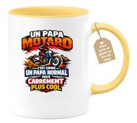 quotedazur Café-Croissant - Mug Personnalisé Moto - Tasse Un Papa Motard C'est Comme Un Papa Normal Mais Carrément Plus Cool - Cadeau Motard Homme - Jaune/céramique