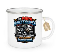 quotedazur Café-Croissant - Mug Personnalisé Moto - Tasse Un Papa Motard C'est Comme Un Papa Normal Mais Carrément Plus Cool - Cadeau Motard Homme - Blanc/emaille