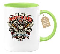 quotedazur Café-Croissant - Mug Personnalisé Moto - Tasse Un Papa Motard C'est Comme Un Papa Normal Mais Carrément Plus Cool - Cadeau Motard Homme - Vert/céramique