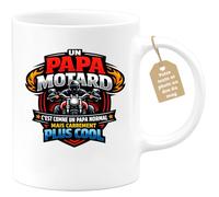 quotedazur Café-Croissant - Mug Personnalisé Moto - Tasse Un Papa Motard C'est Comme Un Papa Normal Mais Carrément Plus Cool - Cadeau Motard Homme - Blanc/céramique
