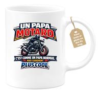 quotedazur Café-Croissant - Mug Personnalisé Moto - Tasse Un Papa Motard C'est Comme Un Papa Normal Mais Carrément Plus Cool - Cadeau Motard Homme - Blanc/céramique