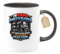 quotedazur Café-Croissant - Mug Personnalisé Moto - Tasse Un Papa Motard C'est Comme Un Papa Normal Mais Carrément Plus Cool - Cadeau Motard Homme - Noir/céramique